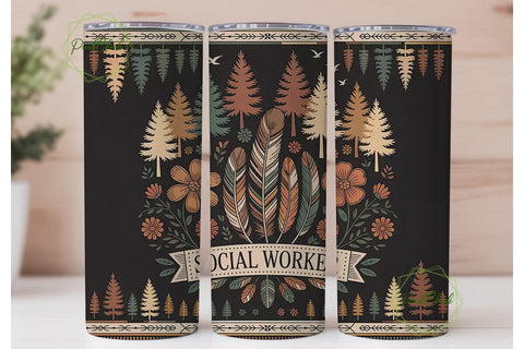 Social Worker 20oz Tumbler Wrap Sublimation PixelChick 