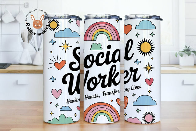 Social Worker Healing Hearts, Transforming Lives 20oz Skinny Tumbler Sublimation Designs Sublimation Rabbitmakies 