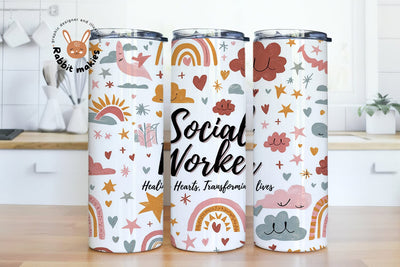 Social Worker Healing Hearts, Transforming Lives 20oz Skinny Tumbler Sublimation Designs Sublimation Rabbitmakies 