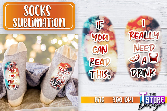 Socks Sublimation | Funny Socks PNG | Fun Sublimation Design | PNG File v.1 Sublimation The T Store Design 