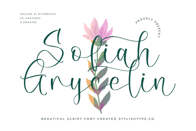Sofiah Grycelin - Beautiful Script Font Font Letterena Studios 