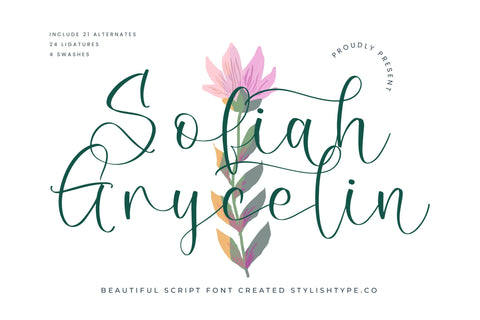 Sofiah Grycelin - Beautiful Script Font Font Letterena Studios 
