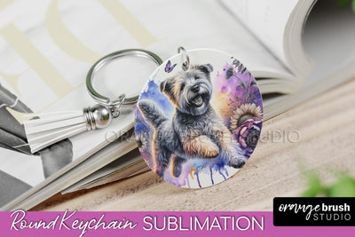 Soft Coated Wheaten Terrier Keychain - Dog mom Floral Keychain Sublimation Design Sublimation OrangeBrushStudio 
