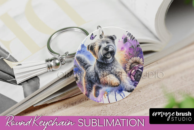 Soft Coated Wheaten Terrier Keychain - Dog mom Floral Keychain Sublimation Design Sublimation OrangeBrushStudio 