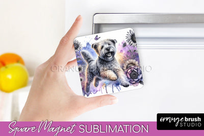 Soft Coated Wheaten Terrier Magnet Sublimation - Dog Mom Floral Magnet PNG Design Sublimation OrangeBrushStudio 
