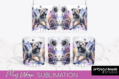 Soft Coated Wheaten Terrier Mug Wrap - Dog Mom Floral Coffee Mug PNG Sublimation Sublimation OrangeBrushStudio 