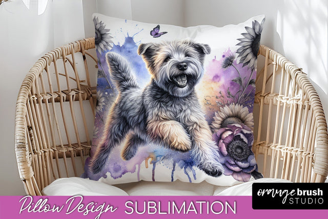 Soft Coated Wheaten Terrier Pillow Cover - Dog Mom Floral Pillow Sublimation Sublimation OrangeBrushStudio 