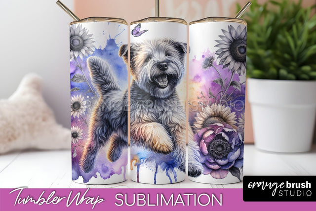 Soft Coated Wheaten Terrier Tumbler Wrap - Dog Mom Floral Tumbler Sublimation Sublimation OrangeBrushStudio 
