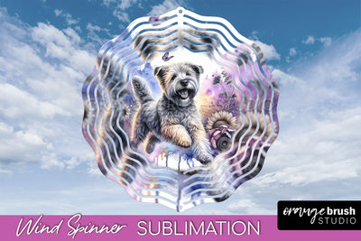 Soft Coated Wheaten Terrier Wind Spinner, Dog Mom Floral Wind Spinner Sublimation Sublimation OrangeBrushStudio 