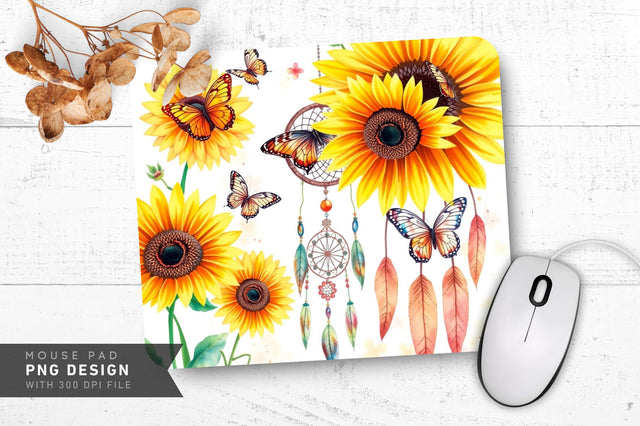 Soft Glow Butterflies Mousepad PNG Design Sublimation Regulrcrative 