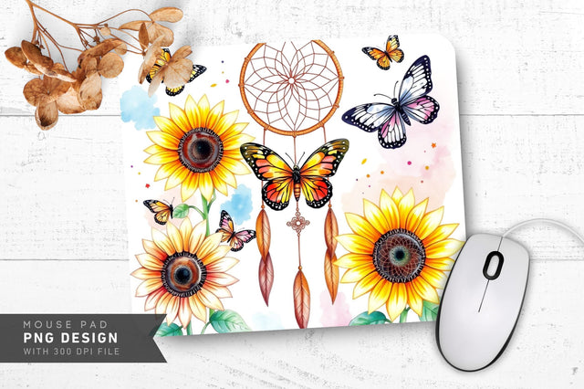 Soft Glow Butterflies Mousepad PNG Sublimation Regulrcrative 