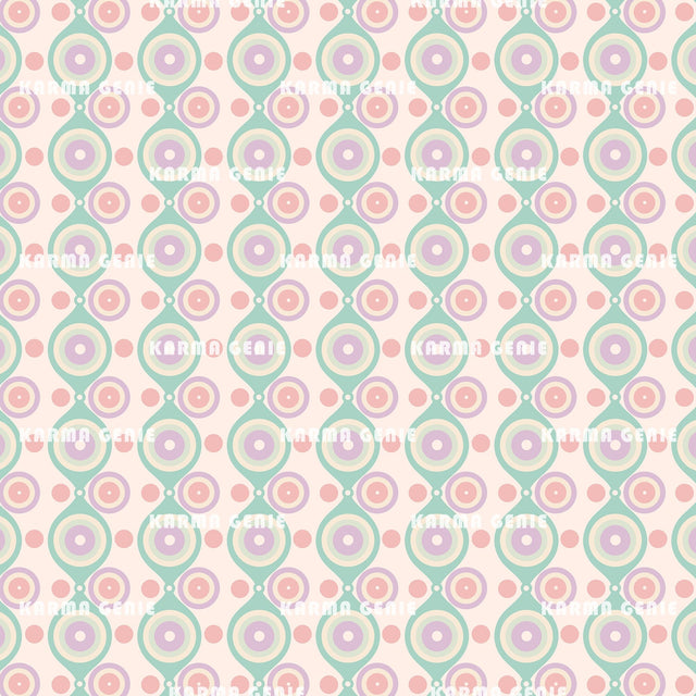 Soft Pastel Coloured Mid Century 70s Pattern Digital Paper Digital Pattern Karma Genie Graphics 