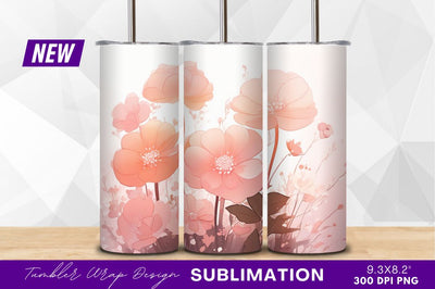 Soft peach flower illustration tumbler png Sublimation Regulrcrative 