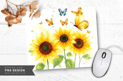 Soft Sunflower Charm Mousepad Design Sublimation Regulrcrative 