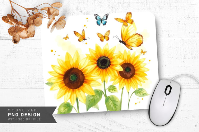 Soft Sunflower Charm Mousepad Design Sublimation Regulrcrative 