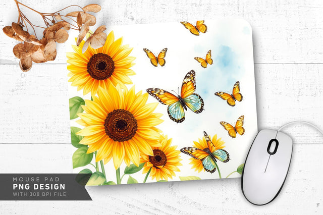 Soft Sunflower Charm Mousepad PNG Design Sublimation Regulrcrative 