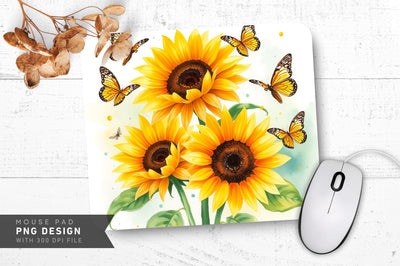 Soft Sunflower Charm Mousepad PNG Sublimation Regulrcrative 