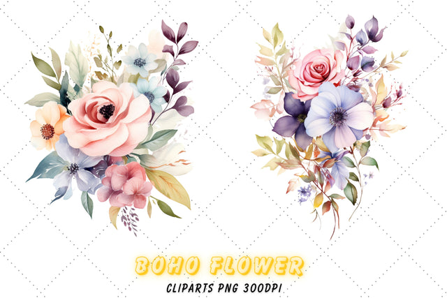 Soft Wild Clipart Set - Floral Clipart - Watercolor Flowers - Wild Floral Clipart - Wild Flowers - Wedding Clipart - Premade Clipart Sublimation FloridPrintables 