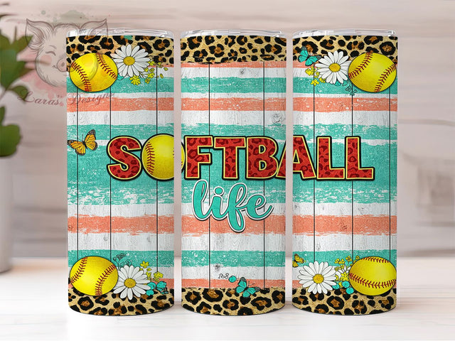 Softball Baseball Life Tumbler Wrap, Baseball Life Wrap, 20oz Sports Tumbler, Player Appreciation Gift, Custom Softball Design, Game Day Tumbler Wrap, Athlete Sublimation Tumbler Sublimation Lara' s Designs 