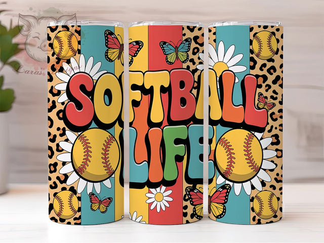 Softball Baseball Life Tumbler Wrap, Baseball Life Wrap, 20oz Sports Tumbler, Player Appreciation Gift, Custom Softball Design, Game Day Tumbler Wrap, Athlete Sublimation Tumbler Sublimation Lara' s Designs 