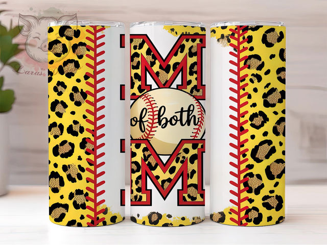 Softball & Baseball Mom Leopard Tumbler, Softball Mom Tumbler, Baseball Mom Tumbler, Leopard Print Tumbler Wrap, 20oz Skinny Tumbler, Sports Mom Sublimation, Dual Sport Mom Tumbler Sublimation Lara' s Designs 
