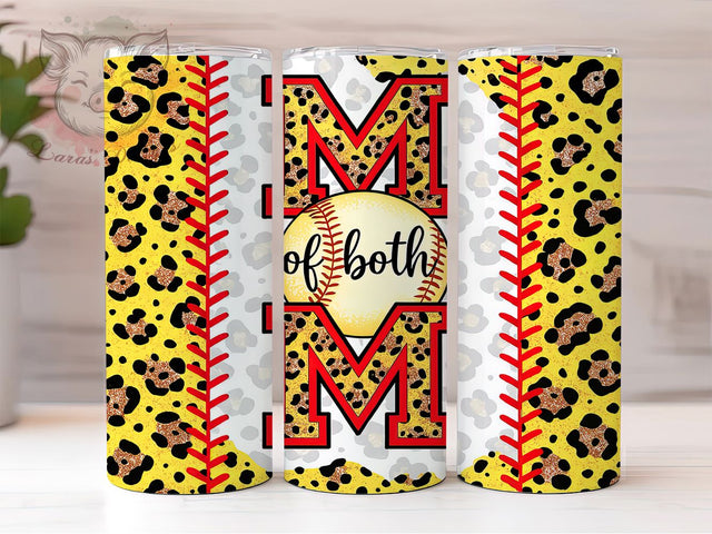 Softball & Baseball Mom Leopard Tumbler, Softball Mom Tumbler, Baseball Mom Tumbler, Leopard Print Tumbler Wrap, 20oz Skinny Tumbler, Sports Mom Sublimation, Dual Sport Mom Tumbler Sublimation Lara' s Designs 
