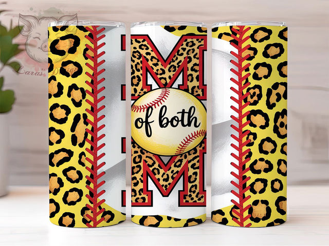 Softball & Baseball Mom Leopard Tumbler, Softball Mom Tumbler, Baseball Mom Tumbler, Leopard Print Tumbler Wrap, 20oz Skinny Tumbler, Sports Mom Sublimation, Dual Sport Mom Tumbler Sublimation Lara' s Designs 