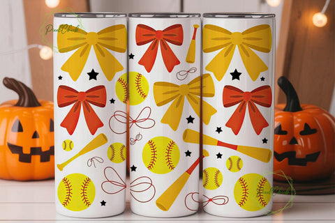 Softball Bows & Stars 20oz Tumbler Sublimation PixelChick 