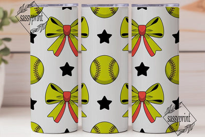 Softball Bows & Stars 20oz Tumbler Sublimation sassyprint 