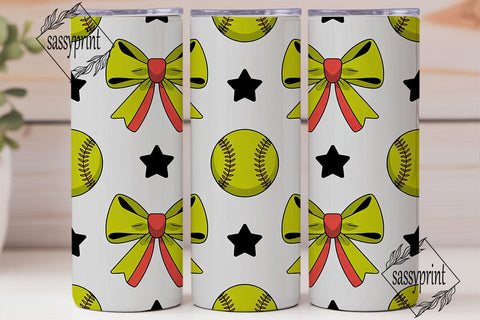 Softball Bows & Stars 20oz Tumbler Sublimation sassyprint 