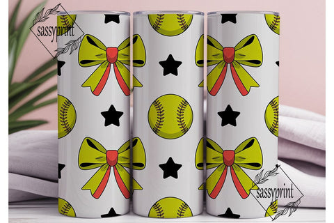 Softball Bows & Stars 20oz Tumbler Sublimation sassyprint 