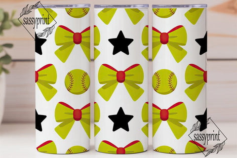 Softball Bows & Stars 20oz Tumbler Sublimation sassyprint 