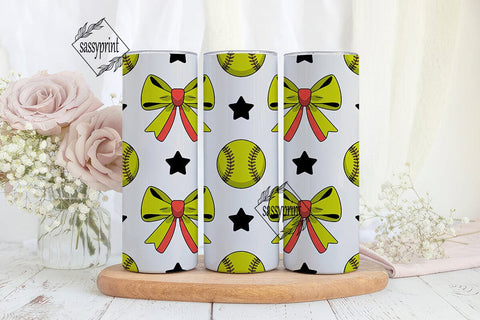 Softball Bows & Stars 20oz Tumbler Sublimation sassyprint 