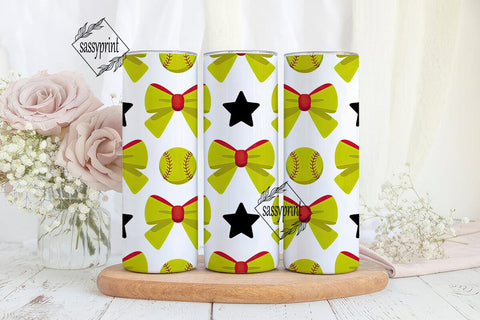 Softball Bows & Stars 20oz Tumbler Sublimation sassyprint 