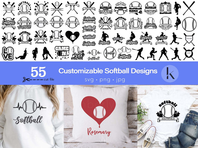 Softball bundle customizable svg designs SVG Kimberly Thomas Design 