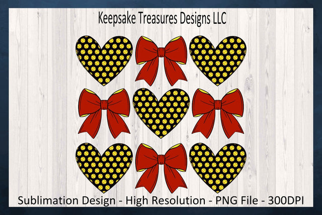 Softball Coquette Bows & Hearts, Spring Sports, Sublimation Png Design, Digital Download Sublimation Keepsake Treasures Designs LLC. 