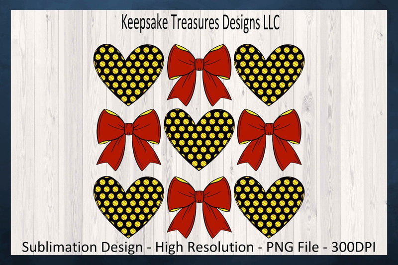 Softball Coquette Bows & Hearts, Spring Sports, Sublimation Png Design, Digital Download Sublimation Keepsake Treasures Designs LLC. 