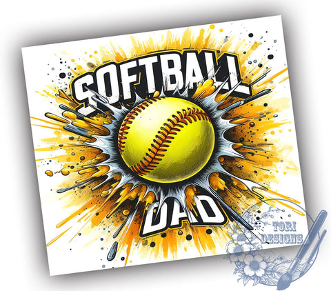 Softball Dad 20oz Skinny Tumbler, Baseball Tumbler Png, Straight & Tapered Tumbler Wrap, Instant Digital Download Sublimation ToriDesigns 