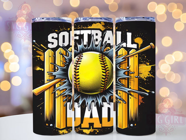 Softball Dad 20oz Tumbler Wrap Sublimation Design, Straight Tapered Tumbler Wrap, Baseball Tumbler Png, Instant Digital Download Sublimation SvggirlplusArt 
