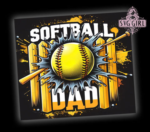 Softball Dad 20oz Tumbler Wrap Sublimation Design, Straight Tapered Tumbler Wrap, Baseball Tumbler Png, Instant Digital Download Sublimation SvggirlplusArt 