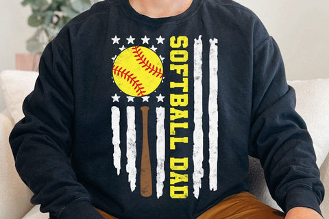 Softball Dad Svg, American Flag Softball Dad Svg, Softball Svg, Softball Dad Shirt Svg, Softball Vintage American Flag Svg SVG DesignDestine 