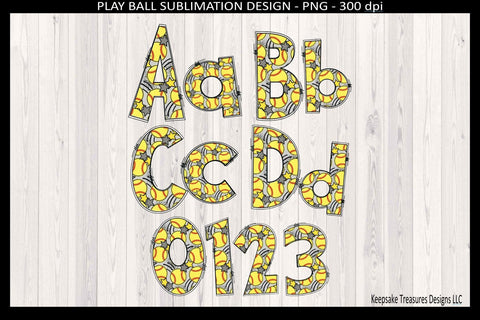 Softball Doodle Alpha, Sports Letters, Sublimation Alpha Png, Spring Sports Sublimation Keepsake Treasures Designs LLC. 