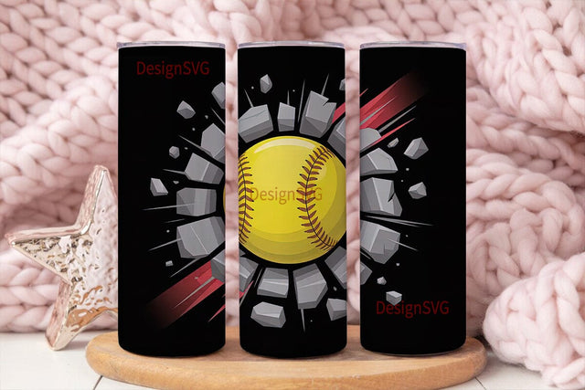 Softball Explosion 20oz Tumbler Wrap Sublimation DesignSVG 