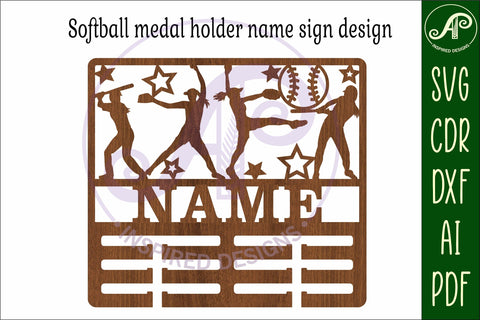 Softball female medal holder Name svg laser cut SVG APInspireddesigns 