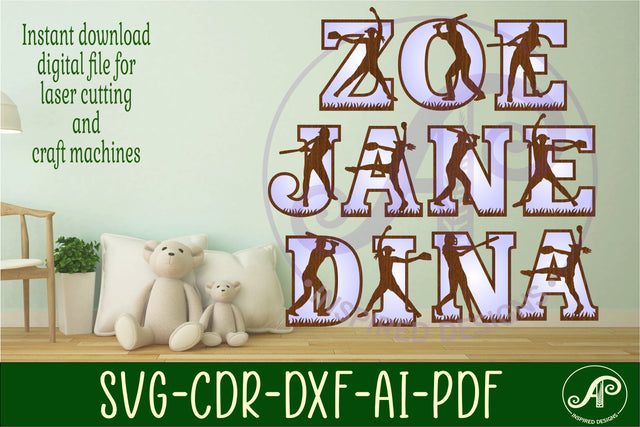 Softball female player silhouette letters alphabet set x 50 SVG APInspireddesigns 