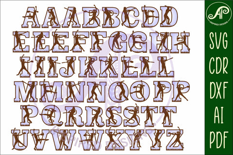 Softball female player silhouette letters alphabet set x 50 SVG APInspireddesigns 