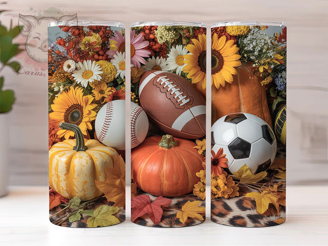 Softball & Football Fall Tumbler, Softball Football Wrap, 20oz Sublimation, Autumn Sports Cup, Game Day Mug, Softball Mom Tumbler, Football Season Drinkware Sublimation Lara' s Designs 