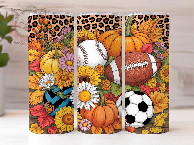 Softball & Football Fall Tumbler, Softball Football Wrap, 20oz Sublimation, Autumn Sports Cup, Game Day Mug, Softball Mom Tumbler, Football Season Drinkware Sublimation Lara' s Designs 