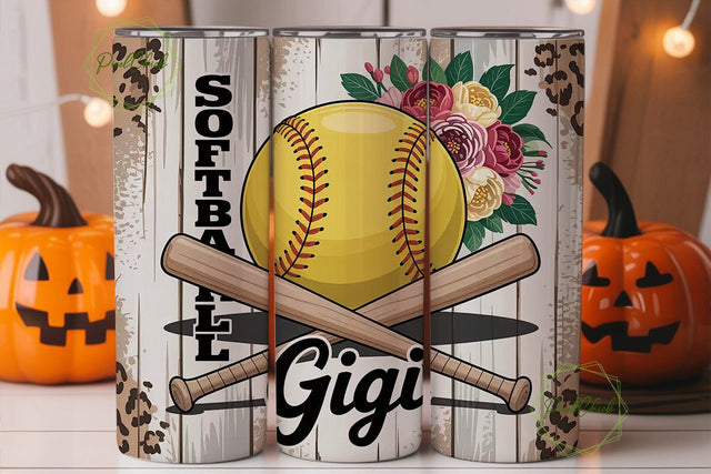 Softball Gigi 20oz Tumbler Wrap Sublimation PixelChick 
