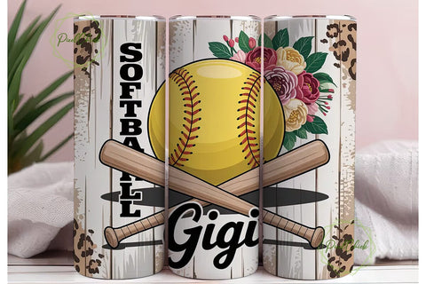Softball Gigi 20oz Tumbler Wrap Sublimation PixelChick 